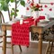 Red Soft Plush Faux Fur Jacquard Heart Table Runner – Valentine’s Day, Seasonal Kitchen & Dining Table Decor for Home Parties, 13 x 72 Inch